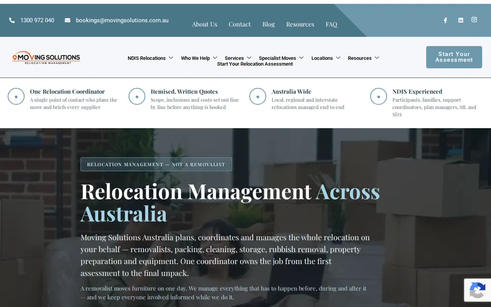 Moving Solutions Australia homepage