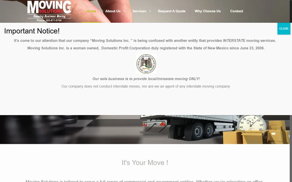 Moving Solutions, Inc homepage