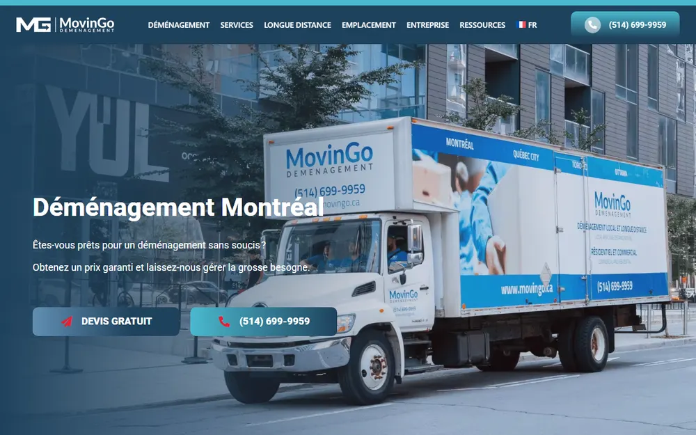MovinGo Déménagement Montréal homepage