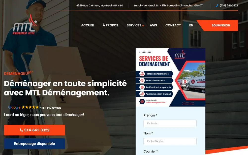MTL Moving and Delivery Inc. homepage