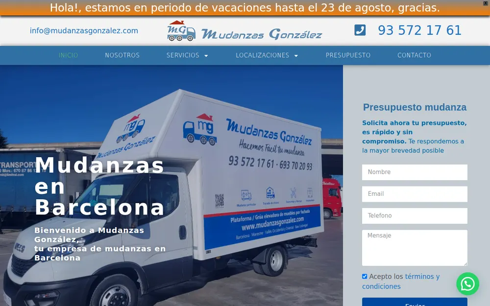 Mudanzas Barcelona Económicas, Mudanzas González homepage