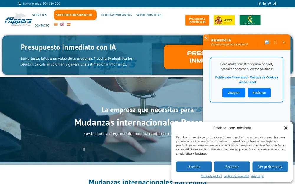 Mudanzas Internacionales Barcelona - Flippers homepage