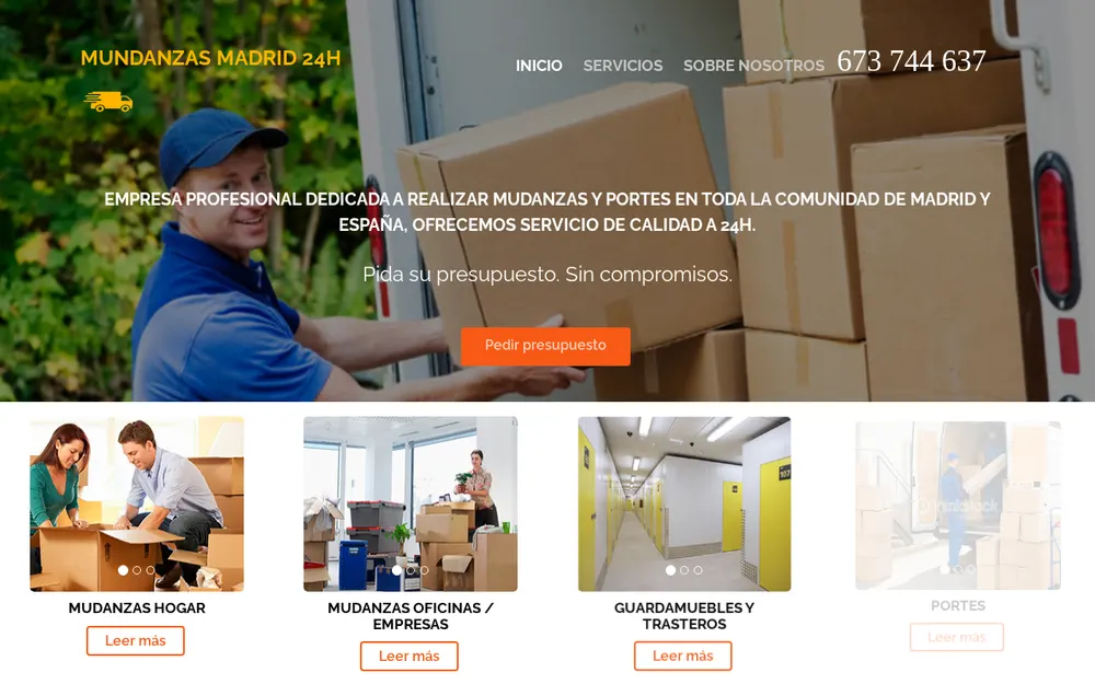 Mudanzas Madrid 24H homepage