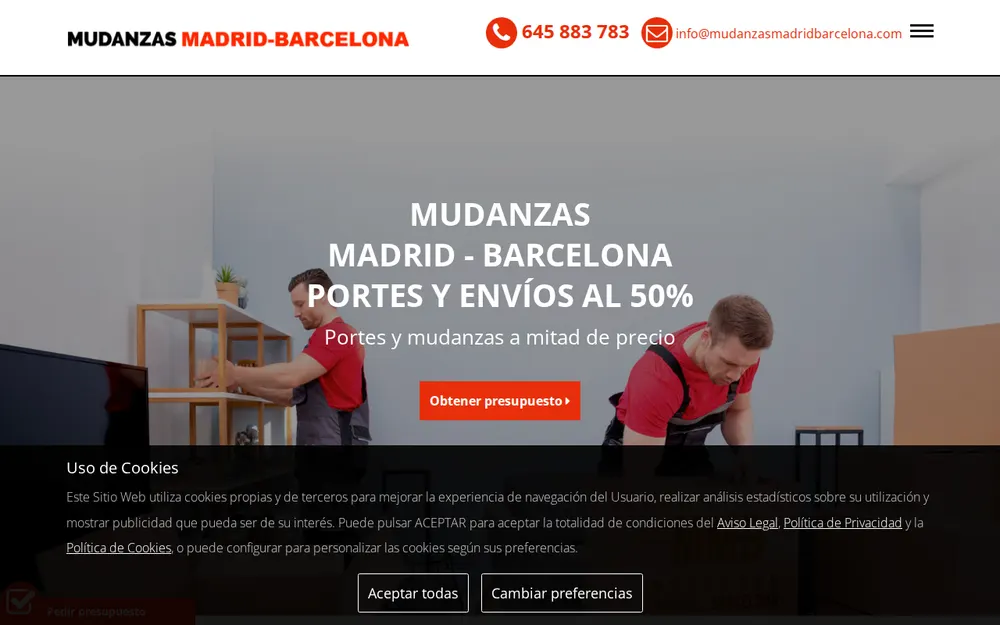 Mudanzas Madrid Barcelona homepage