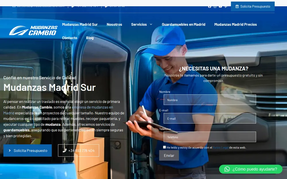 Mudanzas Madrid Cambio homepage