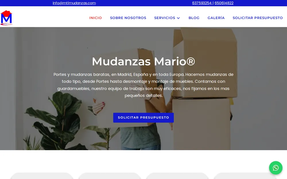 Mudanzas y Transportes Mario Madrid homepage