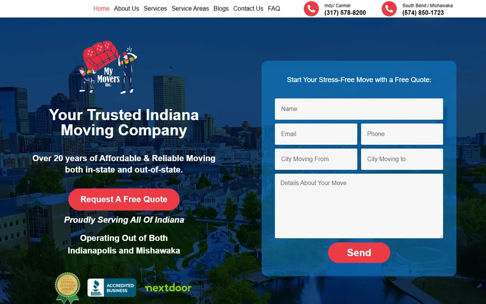 My Movers Inc homepage