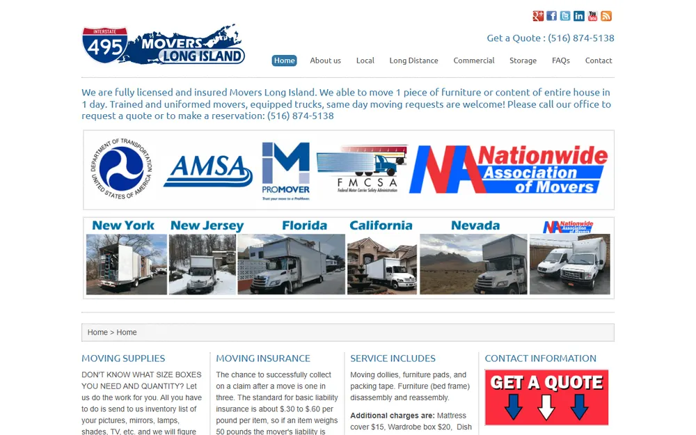 National Moving & Storage homepage