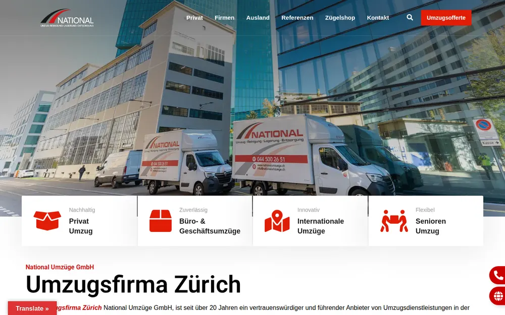 National Umzüge GmbH homepage
