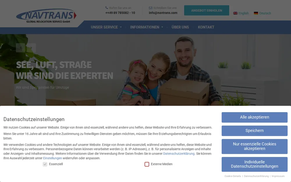 Navtrans Global Relocation Services GmbH homepage