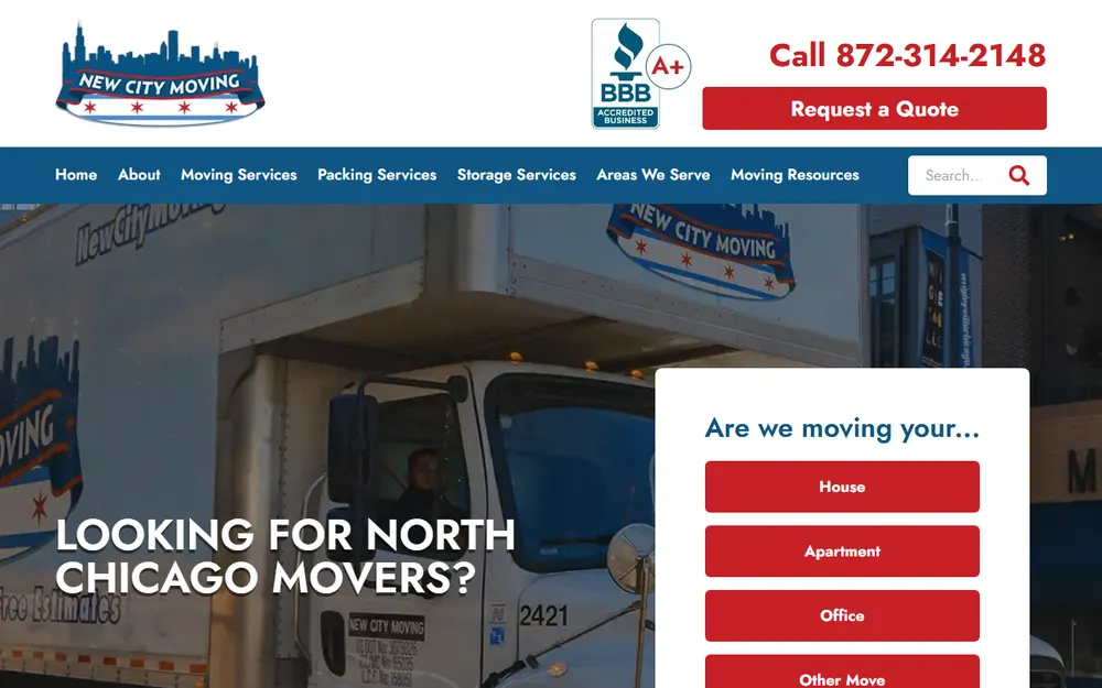 New City Moving homepage
