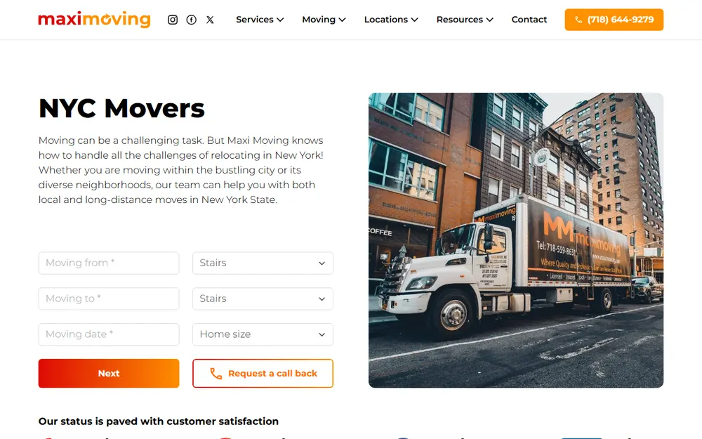 Maxi Moving Company in NYC homepage