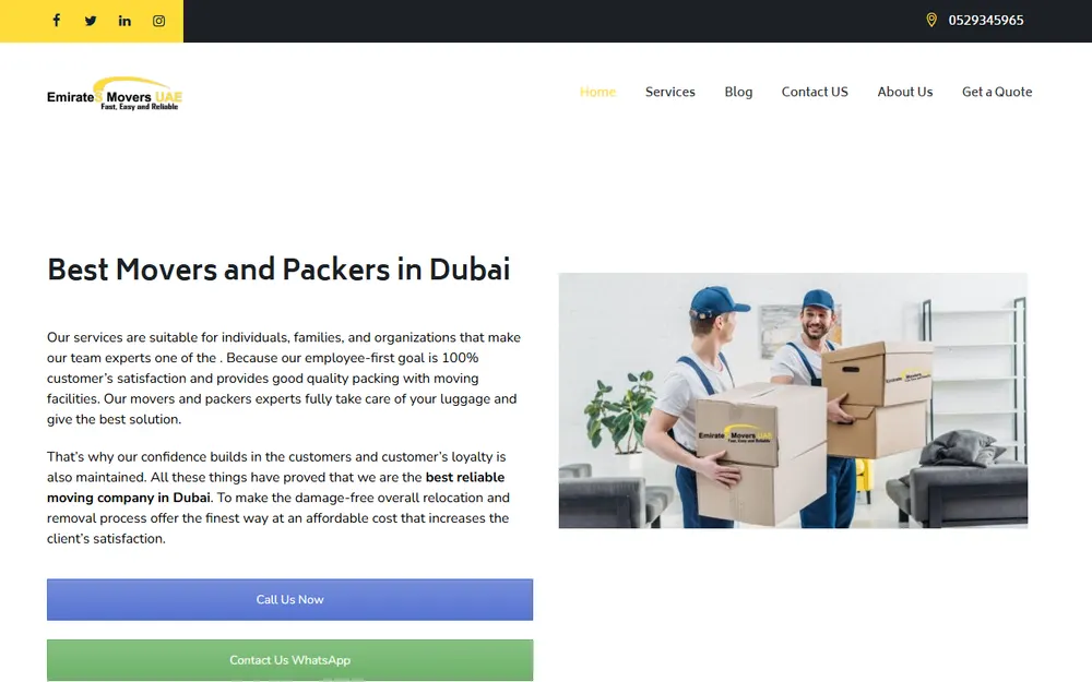 NOMAD Emirates Movers Dubai homepage