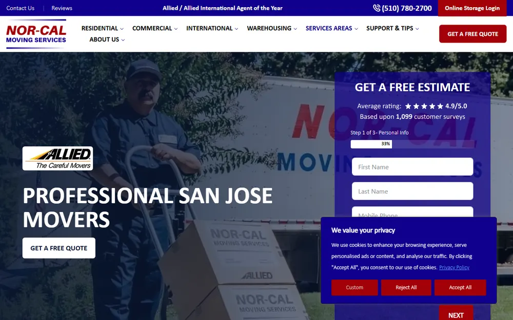 NOR-CAL Moving Services homepage