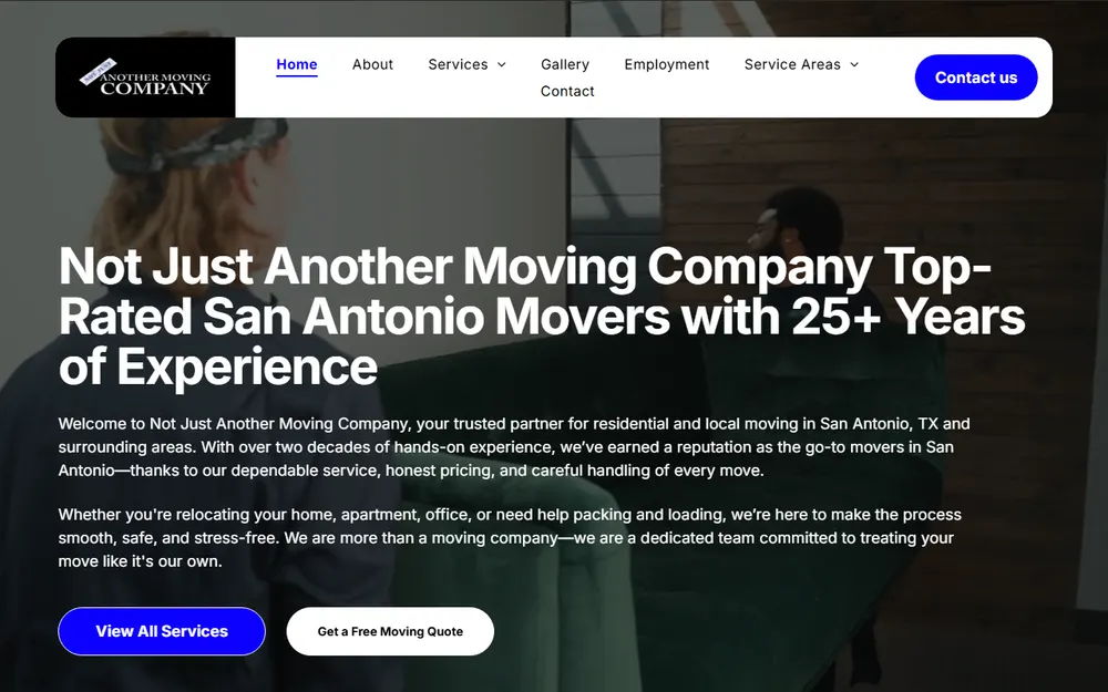 Not Just Another Moving Company homepage