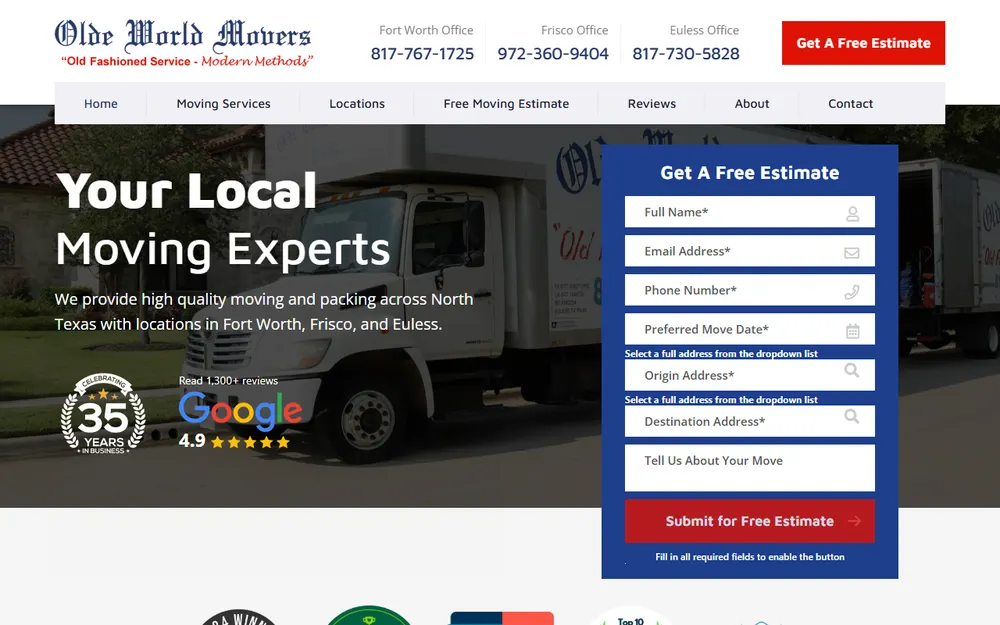 Olde World Movers homepage