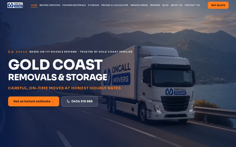 OnCall Movers homepage