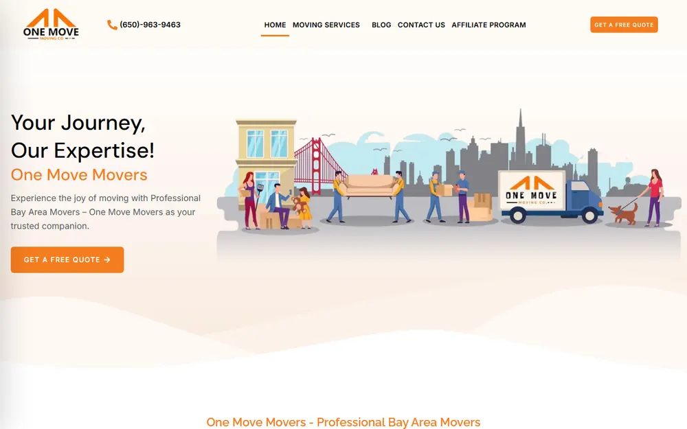 One Move Movers homepage