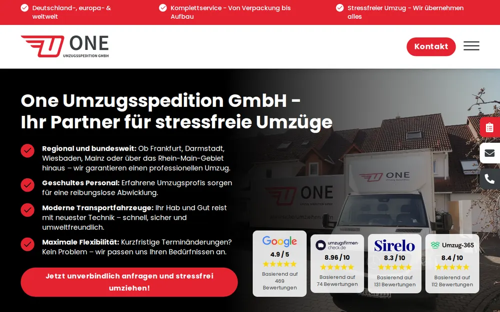 One Umzugsspedition GmbH homepage