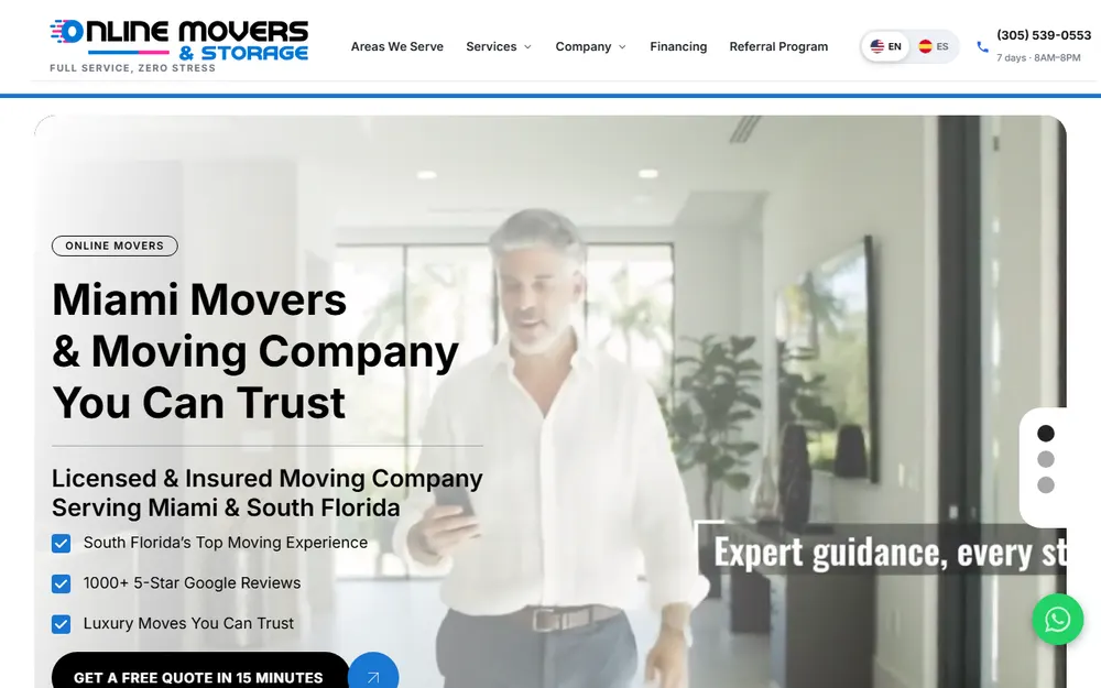 Online Movers & Storage homepage