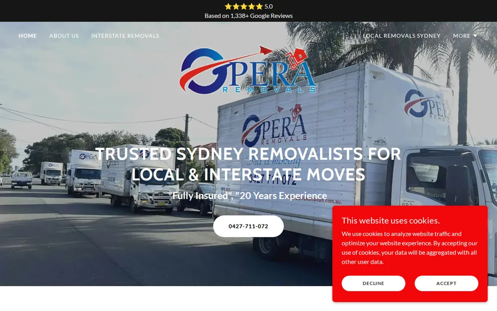 Opera Removals homepage
