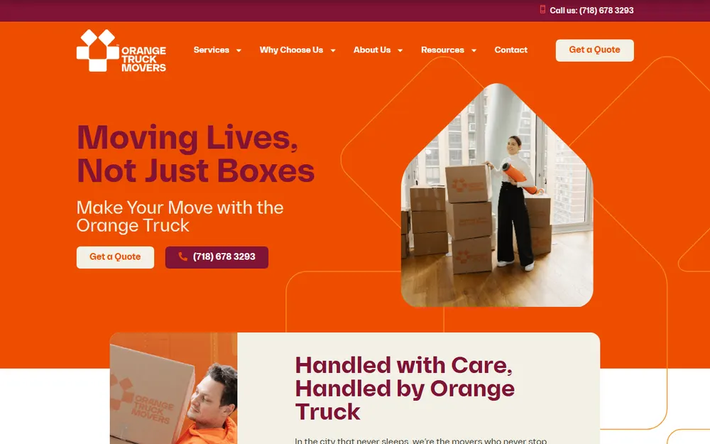 Orange Truck Movers homepage