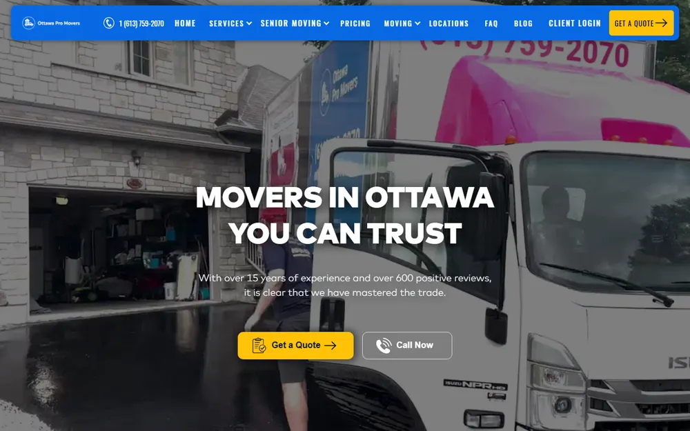 Ottawa Pro Movers homepage