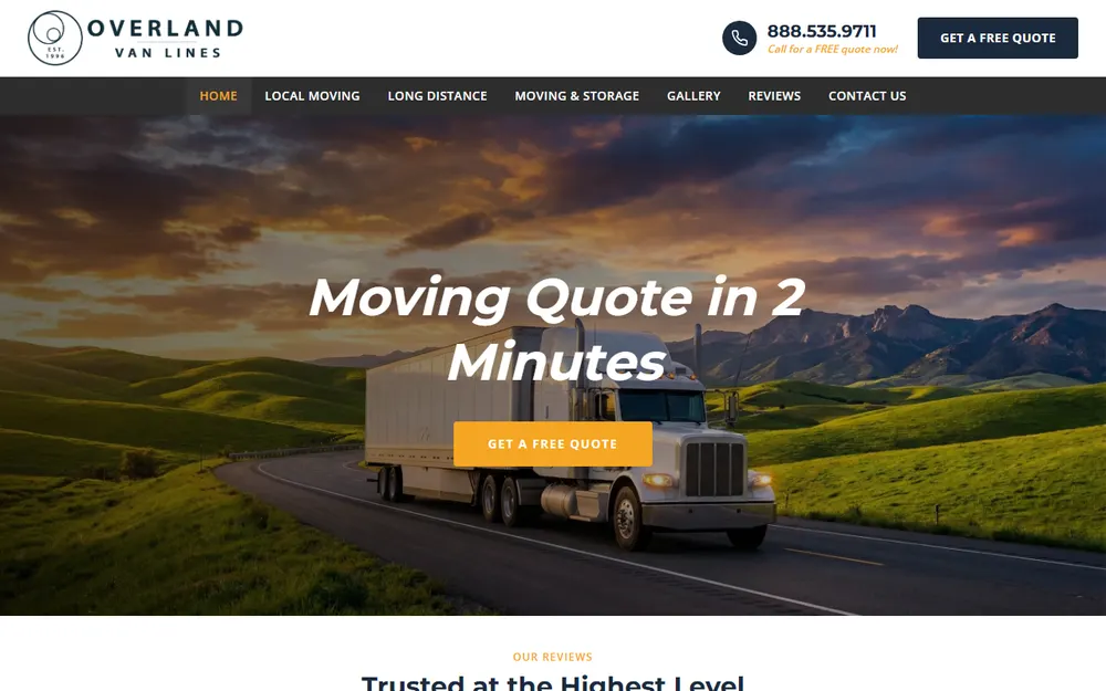 Overland Van Lines homepage