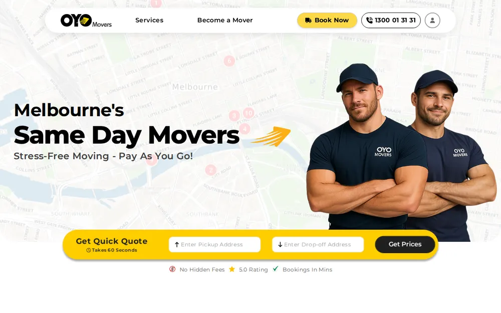OYO Movers homepage