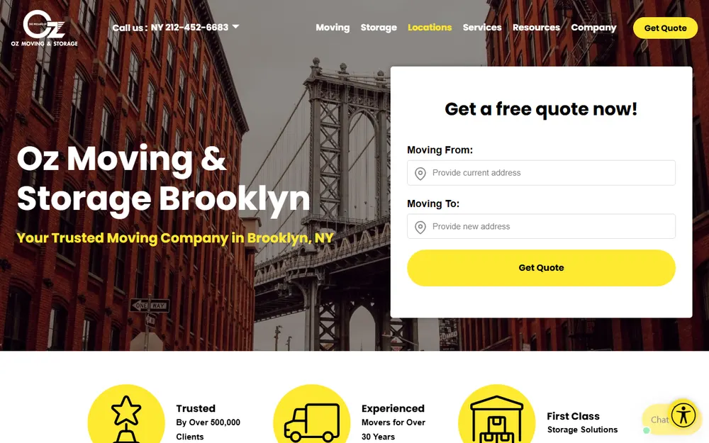 Oz Moving & Storage homepage