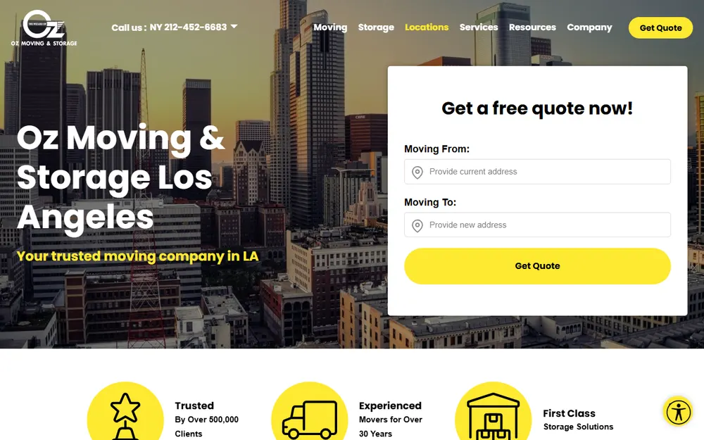 Oz Moving & Storage homepage