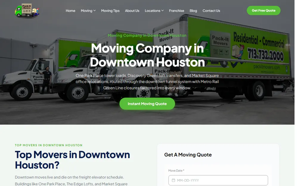 Pack It Movers Downtown Houston homepage