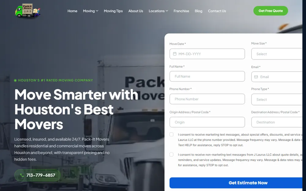 Pack It Movers Houston homepage
