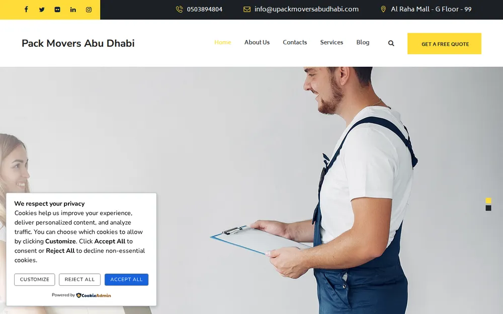 Pack Movers Abu Dhabi homepage