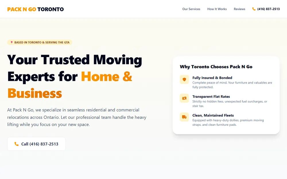 Pack n Go Toronto homepage