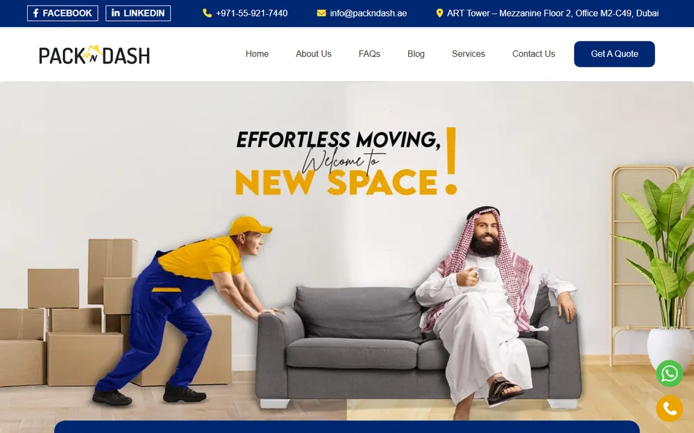 Packndash Best Movers and Packers Dubai homepage