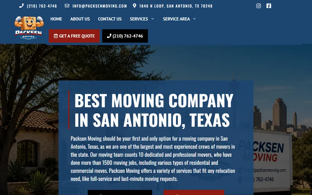 Packsen Moving homepage