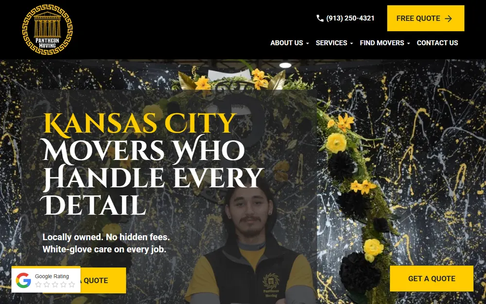 Pantheon Moving homepage