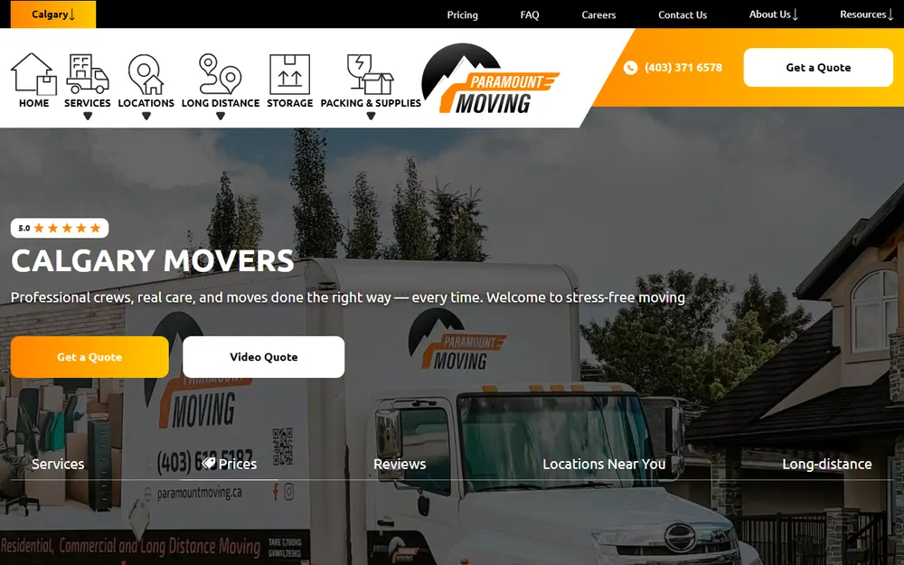 Paramount Moving homepage