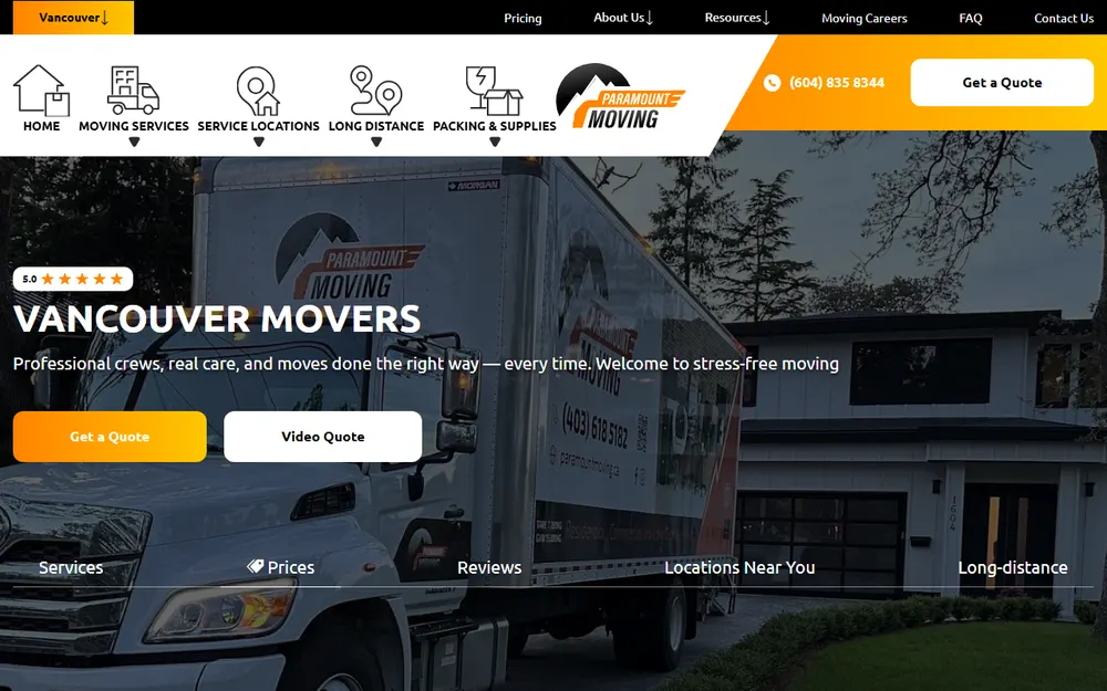 Paramount Moving homepage