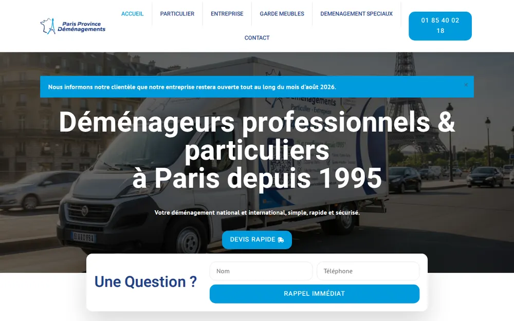 Paris Province Déménagements Services homepage