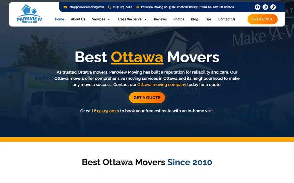 Parkview Moving Co. homepage