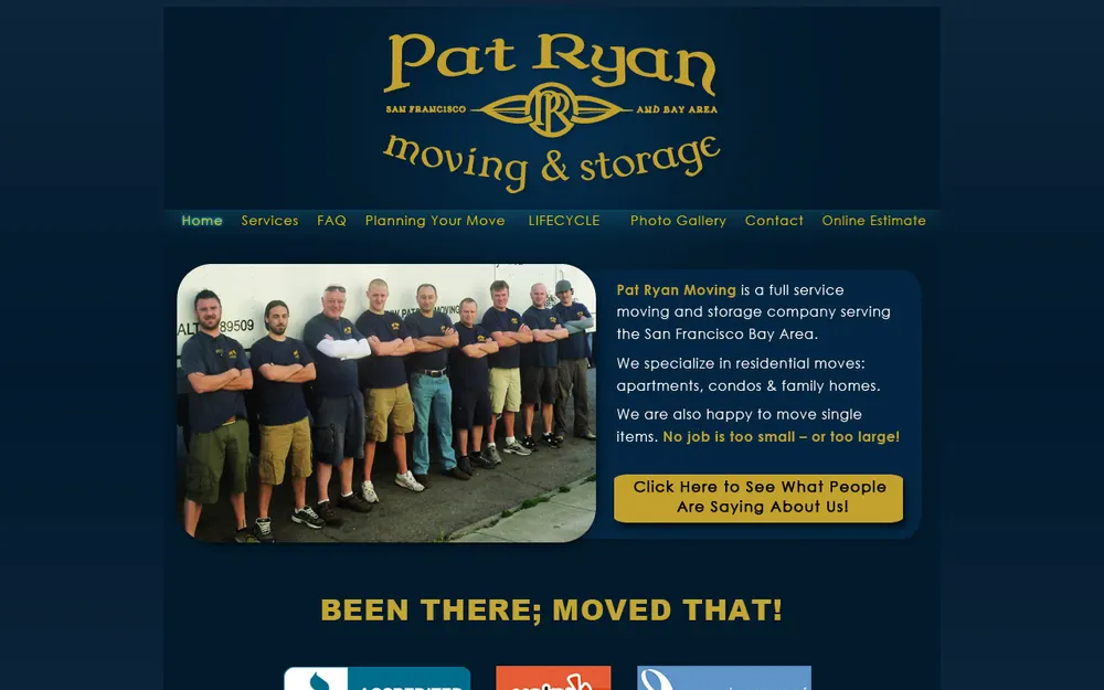 Pat Ryan Moving & Storage homepage