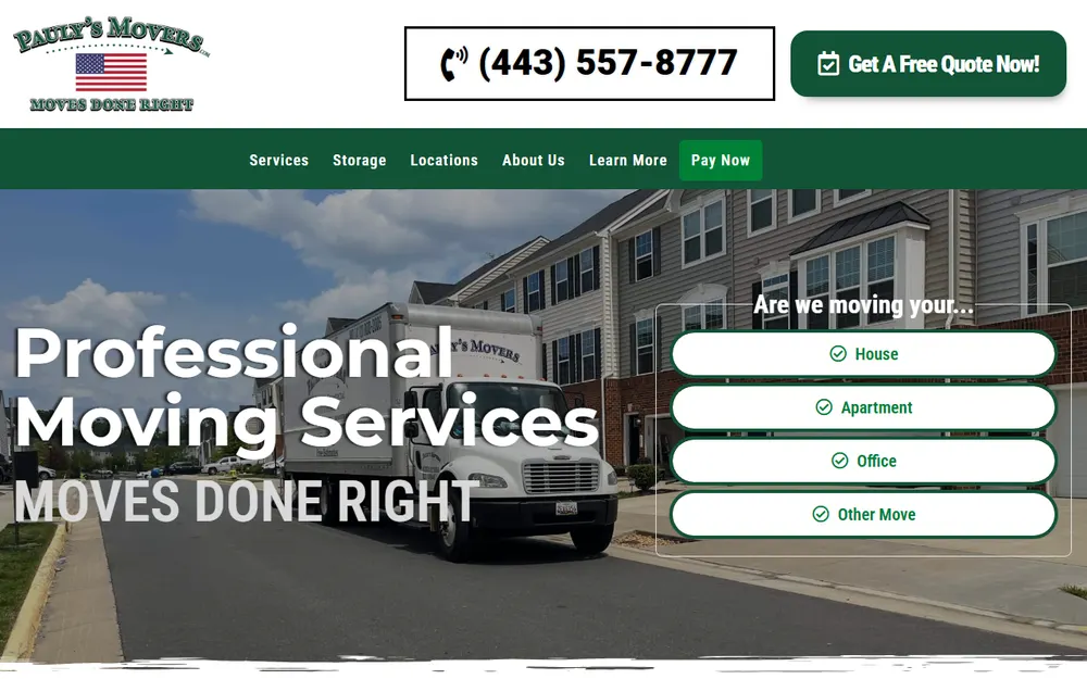 Pauly's Movers homepage