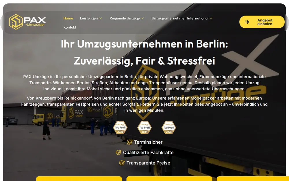 Pax Umzüge Berlin homepage