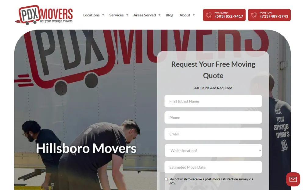 PDX Movers homepage