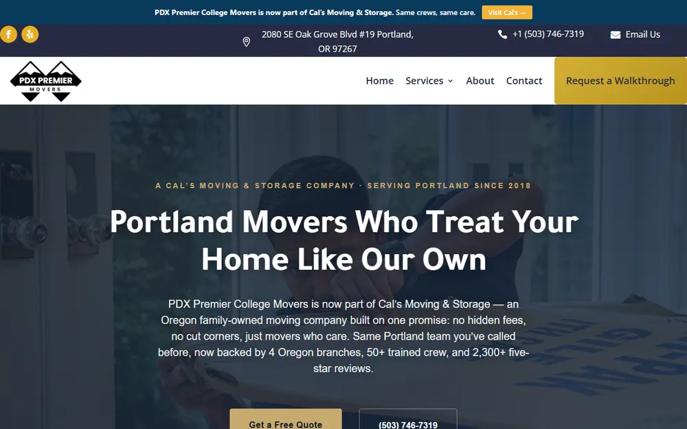 PDX Premier College Movers LLC homepage