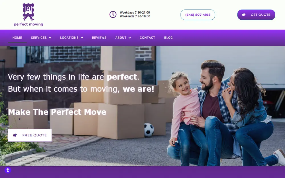 Perfect Moving NYC homepage
