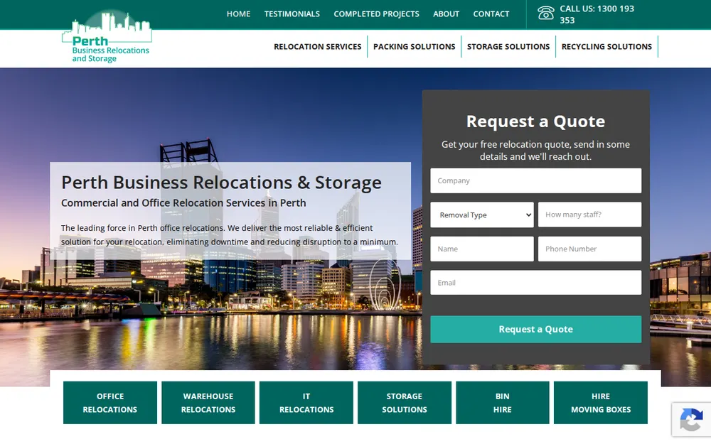 Perth Business Relocations homepage