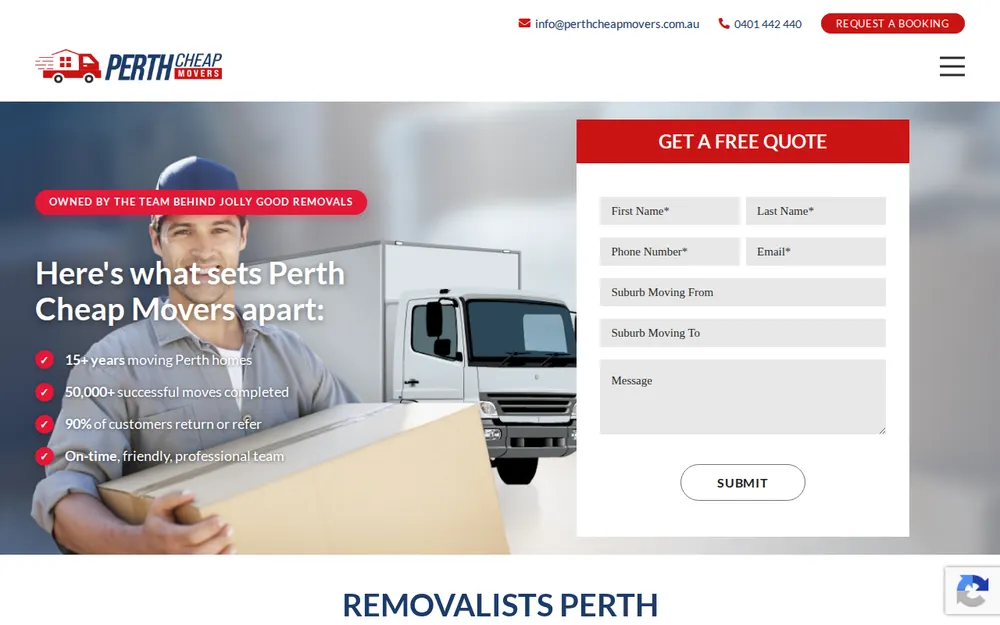 Perth Cheap Movers homepage